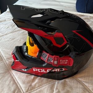 Polaris 509 Tactical 2.0 Snowmobile Helmet with Klim Goggles w/ Quick Strap